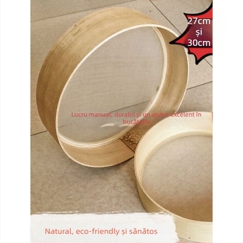 Separaor de făină din lemn, manual, cu coș rotund – stil casă de țară