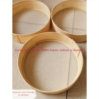 Separaor de făină din lemn, manual, cu coș rotund – stil casă de țară