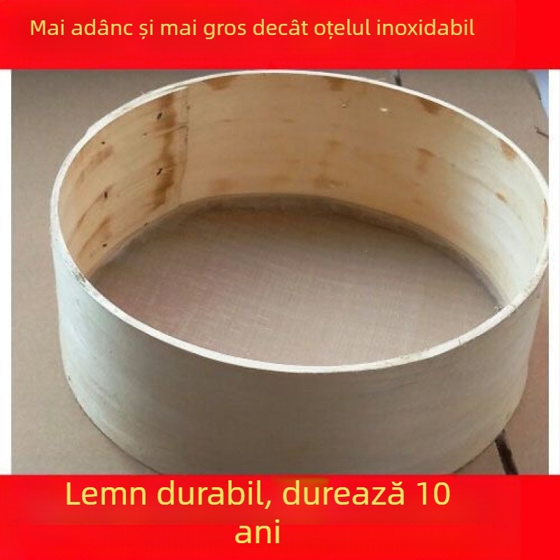 Separaor de făină din lemn, manual, cu coș rotund – stil casă de țară