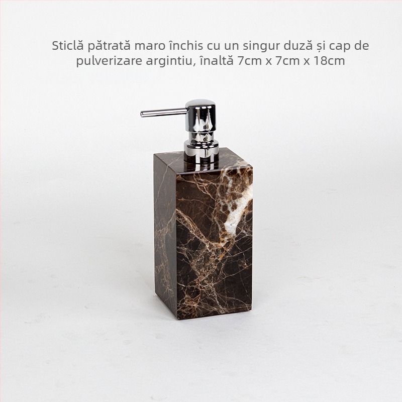 Set de baie din marmură, șase piese, cu tavă decorativă, personalizare și imprimare siglă