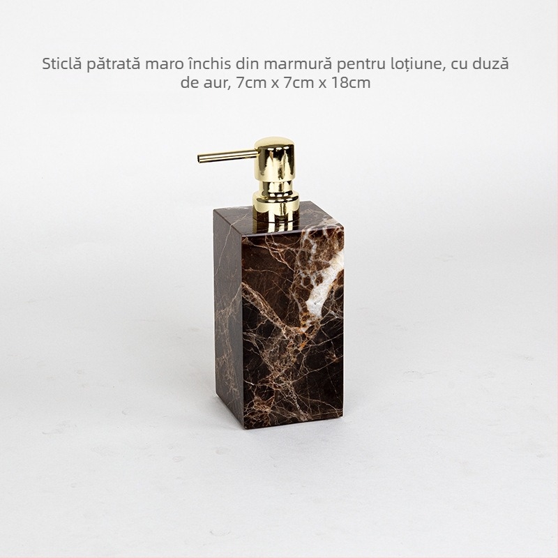 Set de baie din marmură, șase piese, cu tavă decorativă, personalizare și imprimare siglă