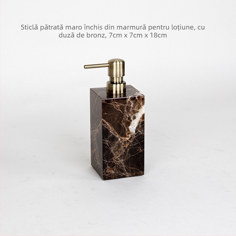 Set de baie din marmură, șase piese, cu tavă decorativă, personalizare și imprimare siglă