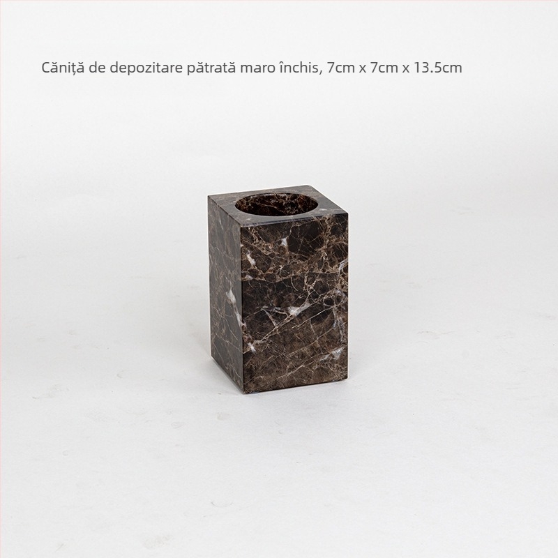 Set de baie din marmură, șase piese, cu tavă decorativă, personalizare și imprimare siglă