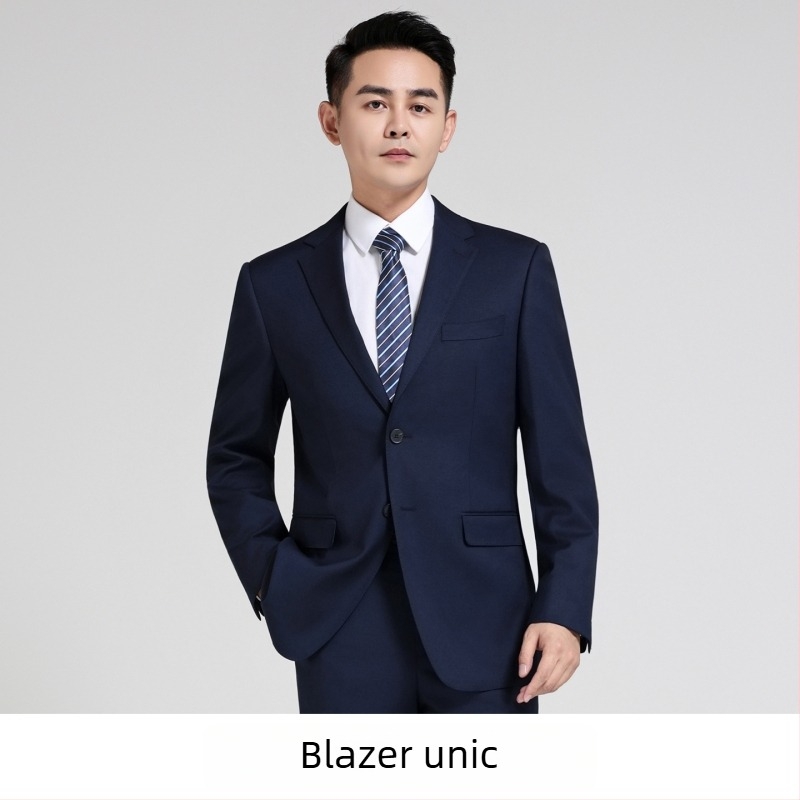 Set costum bărbătesc cu model Houndstooth, lavabil la mașină, închidere cu două nasturi, rever plat, amestec poliester