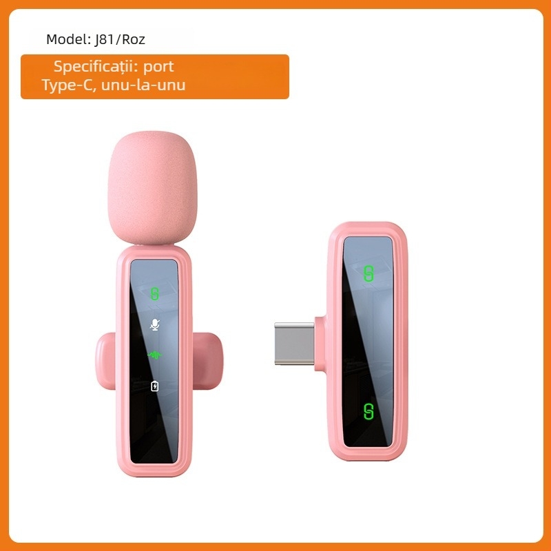 Lavalier microfon J86, Bluetooth 5.1, 2 canale, răspuns în frecvență 20 Hz–20 kHz, baterie încorporată 50–100 mAh, autonomie 6–8 h, 3 în 1 pentru telefon, cameră și audio