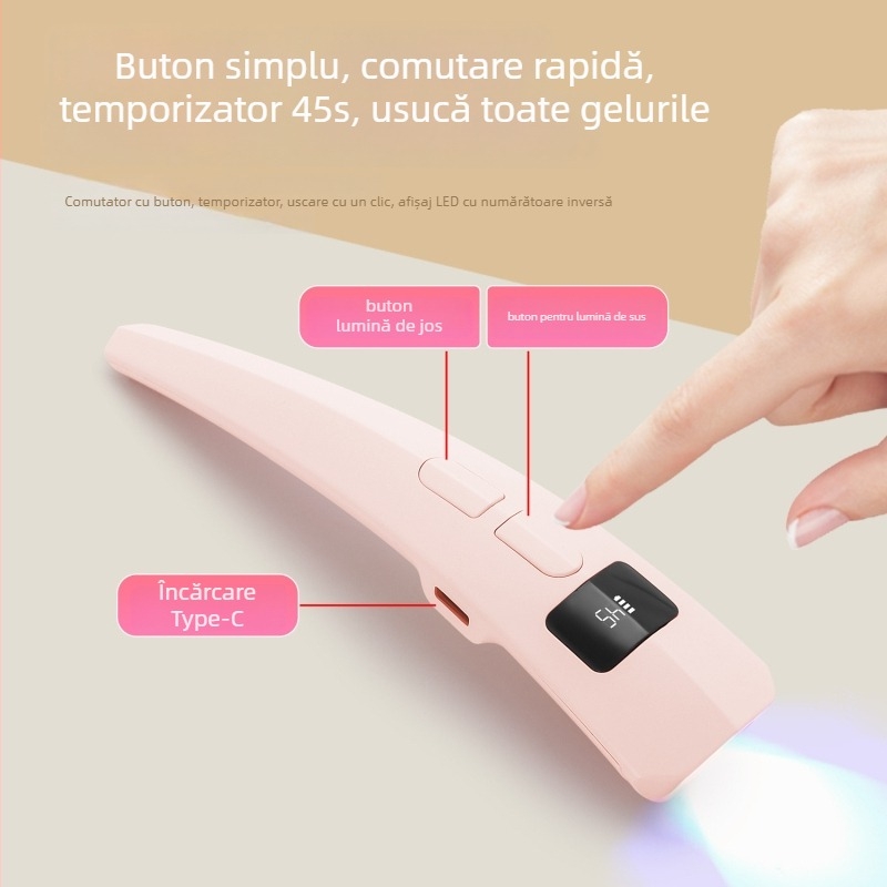 Lampă pentru unghii C30 portabilă – afișaj multi-funcțional, baterie încorporată, uscare rapidă gel