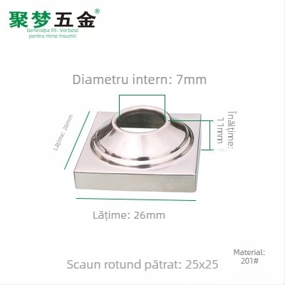 Bază pentru steag din oțel inoxidabil și suport, model 25–120 mm, placare electro, stil modern