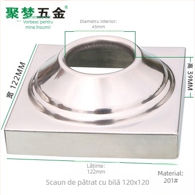 Bază pentru steag din oțel inoxidabil și suport, model 25–120 mm, placare electro, stil modern