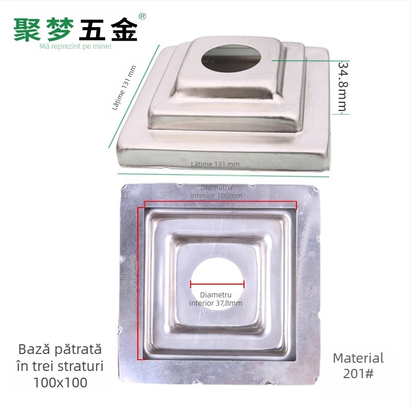 Bază pentru steag din oțel inoxidabil și suport, model 25–120 mm, placare electro, stil modern