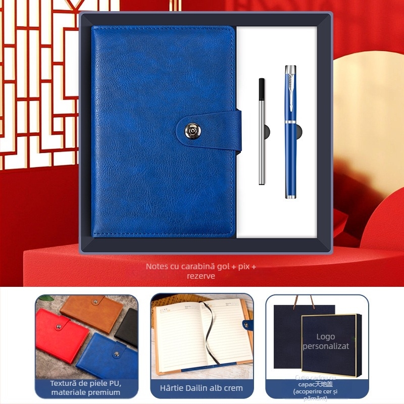 Set cadouri de afaceri cu termos, caiet, logo personalizat și cutie cadou pentru birou