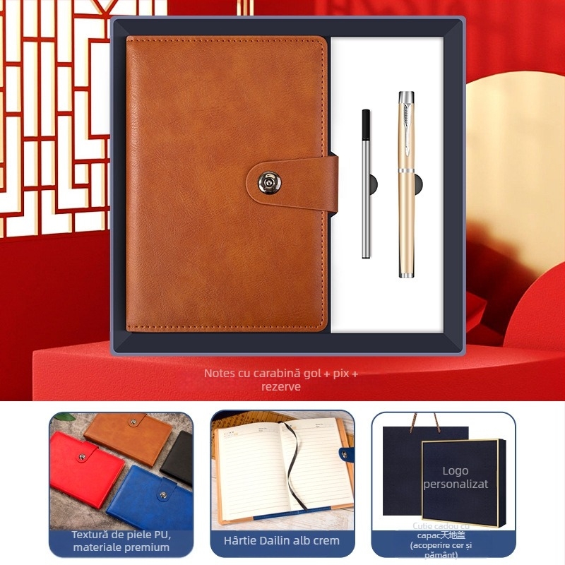 Set cadouri de afaceri cu termos, caiet, logo personalizat și cutie cadou pentru birou