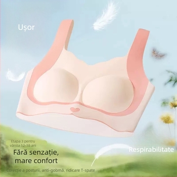 Bustier din nylon, fără cusături, într-o singură piesă, cu cupe subțiri modelate, cupă completă, pentru adolescenți 13–18 ani, primăvara 2025.