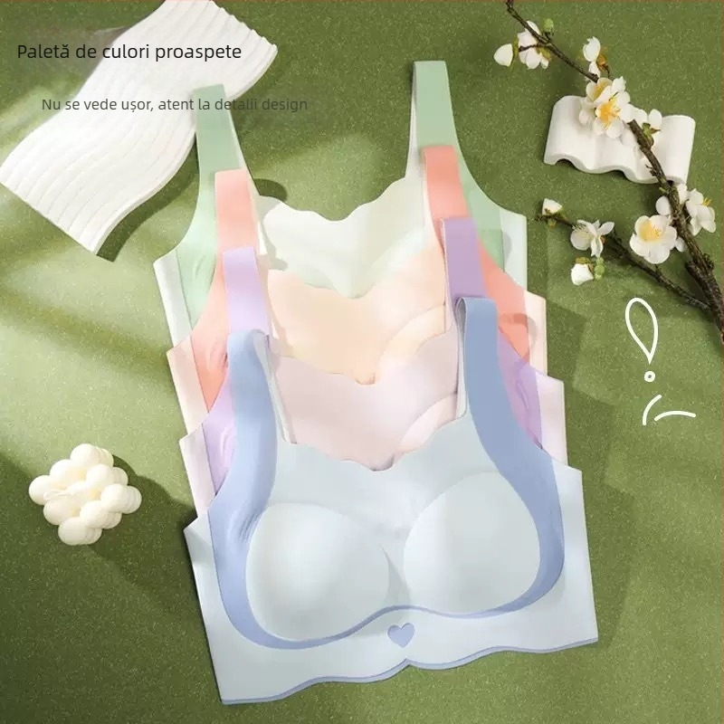 Bustier din nylon, fără cusături, într-o singură piesă, cu cupe subțiri modelate, cupă completă, pentru adolescenți 13–18 ani, primăvara 2025.