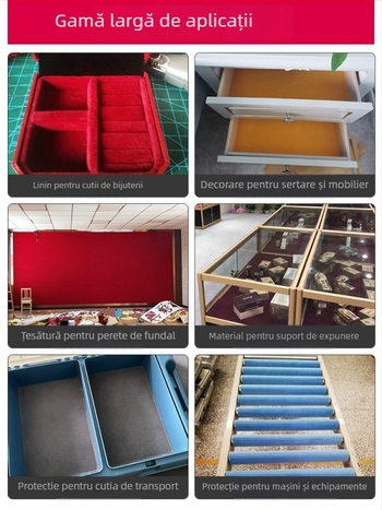 Țesătură velur cu flok autoadezivă, bază adezivă, fibră sintetică, protecție absorbantă a luminii, aplicare directă
