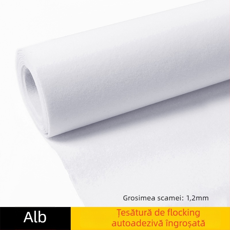 Țesătură velur cu flok autoadezivă, bază adezivă, fibră sintetică, protecție absorbantă a luminii, aplicare directă