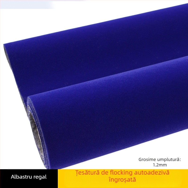 Țesătură velur cu flok autoadezivă, bază adezivă, fibră sintetică, protecție absorbantă a luminii, aplicare directă