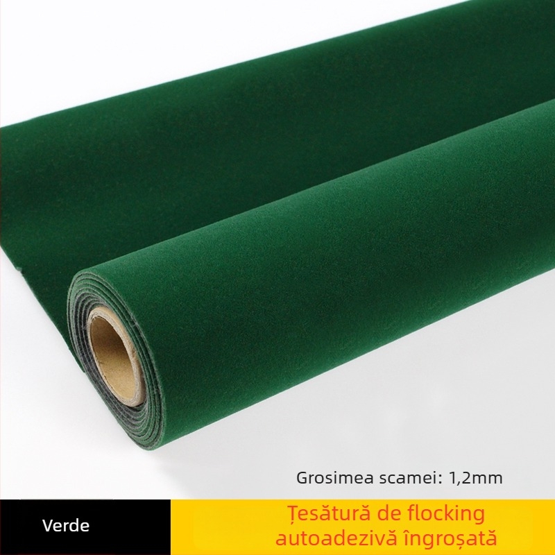 Țesătură velur cu flok autoadezivă, bază adezivă, fibră sintetică, protecție absorbantă a luminii, aplicare directă