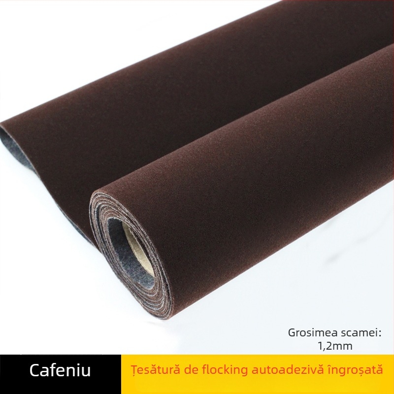 Țesătură velur cu flok autoadezivă, bază adezivă, fibră sintetică, protecție absorbantă a luminii, aplicare directă
