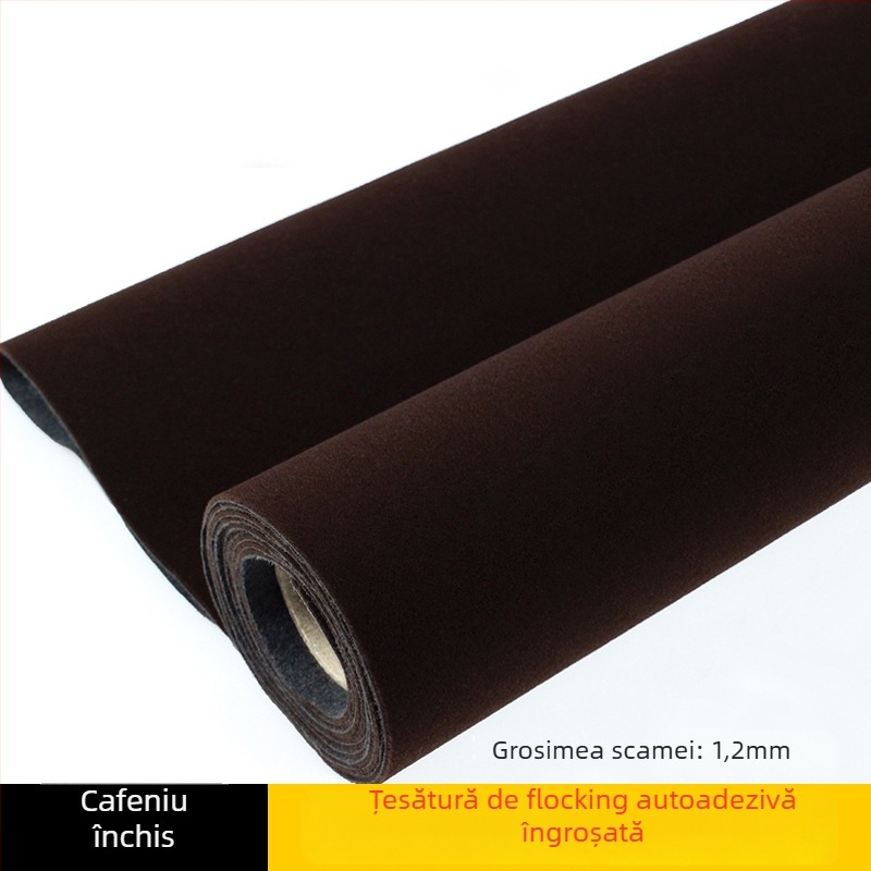 Țesătură velur cu flok autoadezivă, bază adezivă, fibră sintetică, protecție absorbantă a luminii, aplicare directă