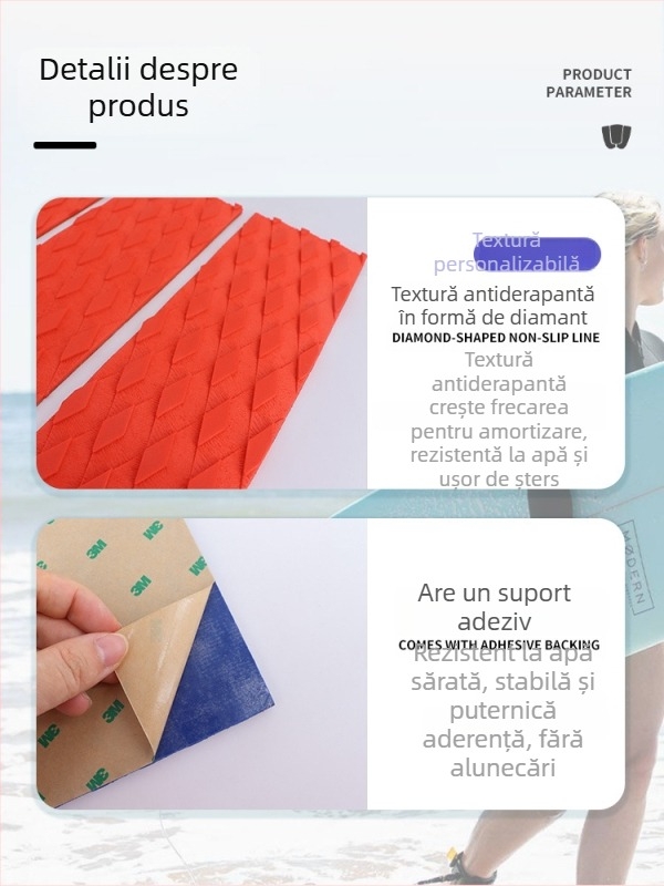 Covoraș EVA pentru placă de surf cu coadă antiderapantă în formă de diamant – Yi Chen, utilizare generală