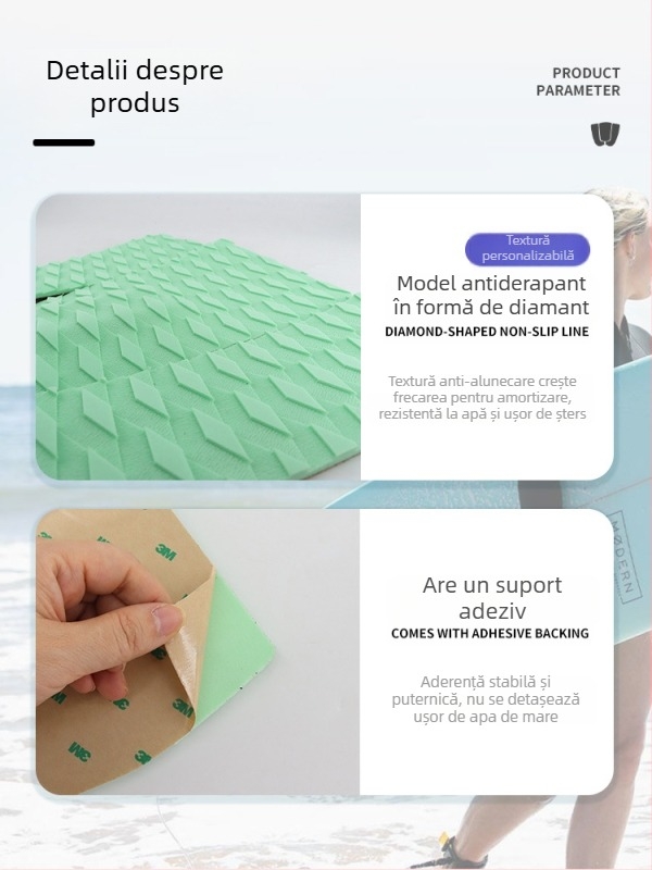 Covoraș EVA pentru placă de surf cu coadă antiderapantă în formă de diamant – Yi Chen, utilizare generală