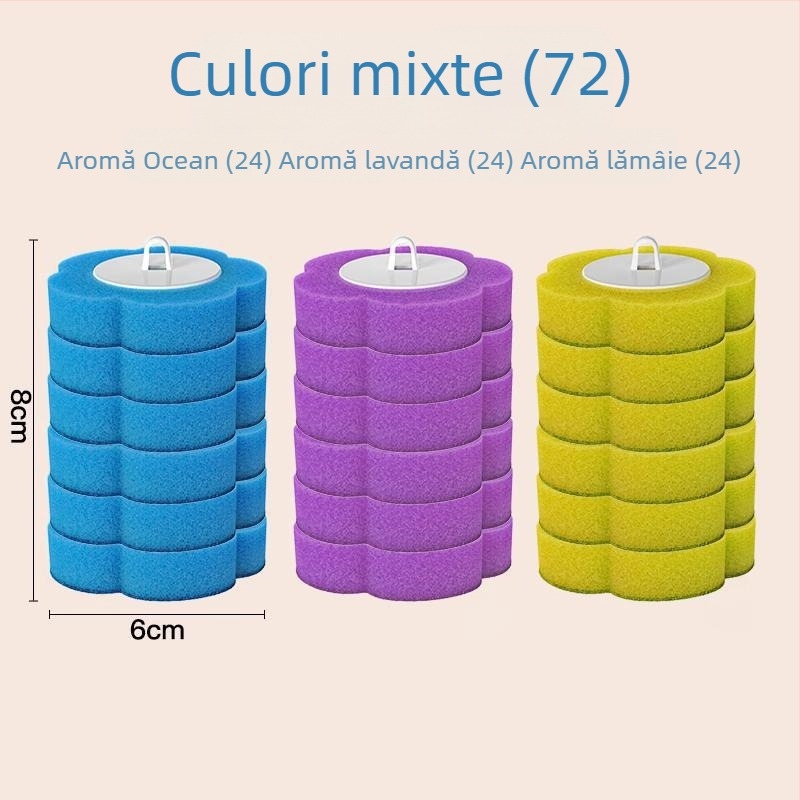 Set de perie de toaletă de unică folosință, montat pe perete, lavabil, capete antibacteriene (24/48/72) și arome: lămâie, lavandă, ocean