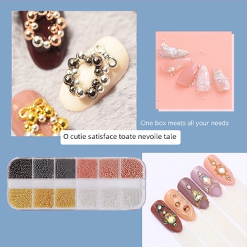 Monja set de mărgele metalice pentru unghii, ambalat într-o bandă lungă, model Candy, 67 g