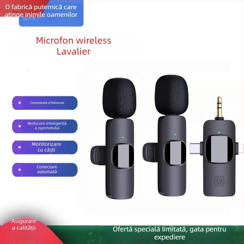 Microfon lavalier cu clips – dinamic, anulare zgomot, model K35, SNR ≥70 dB, comutare direcțională