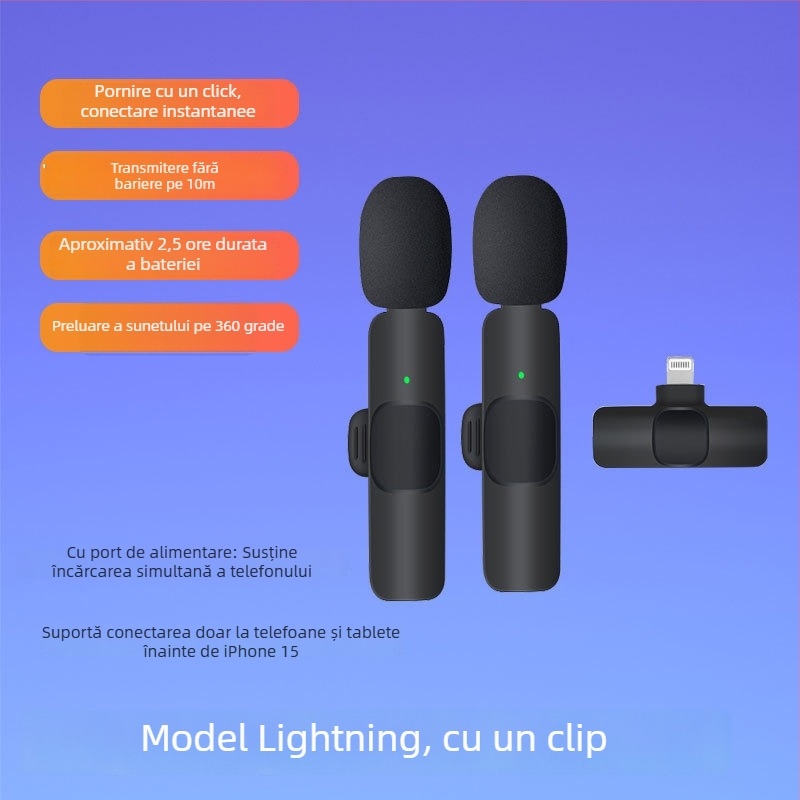 Microfon lavalier cu clips – dinamic, anulare zgomot, model K35, SNR ≥70 dB, comutare direcțională