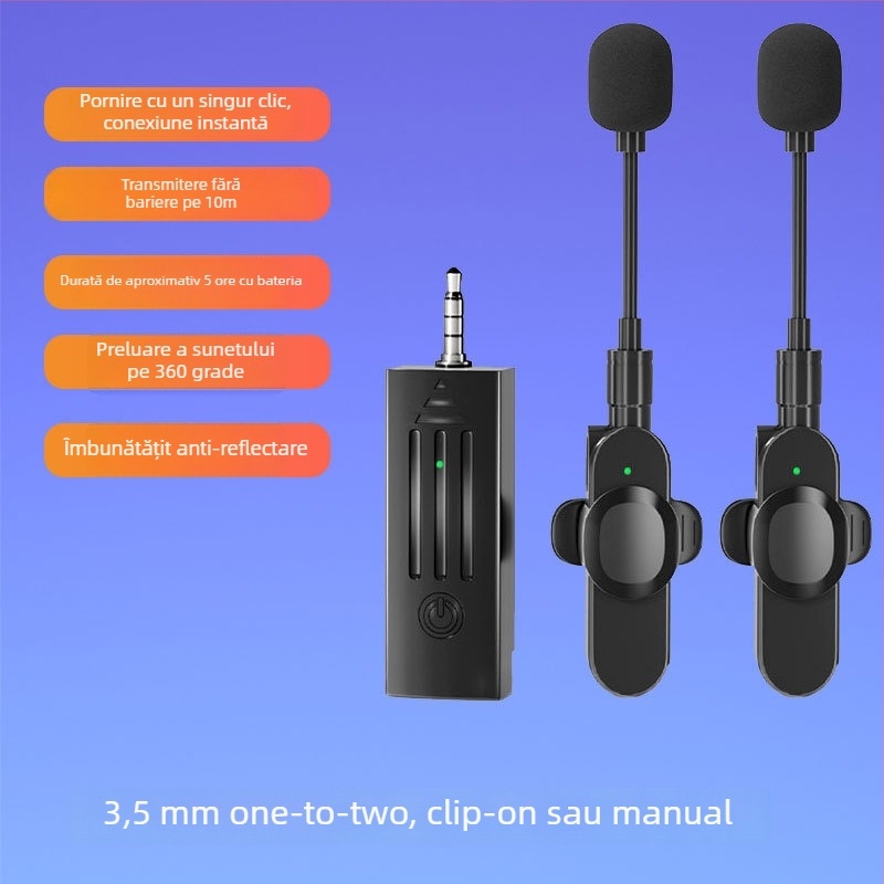 Microfon lavalier cu clips – dinamic, anulare zgomot, model K35, SNR ≥70 dB, comutare direcțională