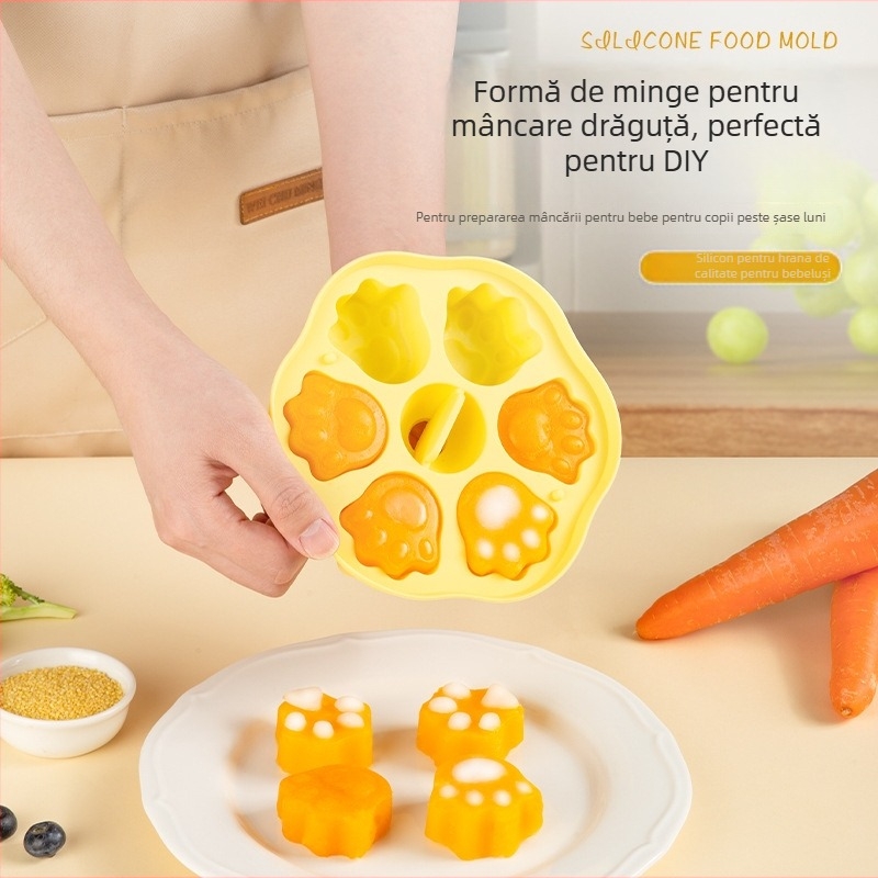 Formă din silicon pentru hrănire bebeluș la abur și coacere – formă de tort, design desen animat, formă neregulată, utilizare în familie