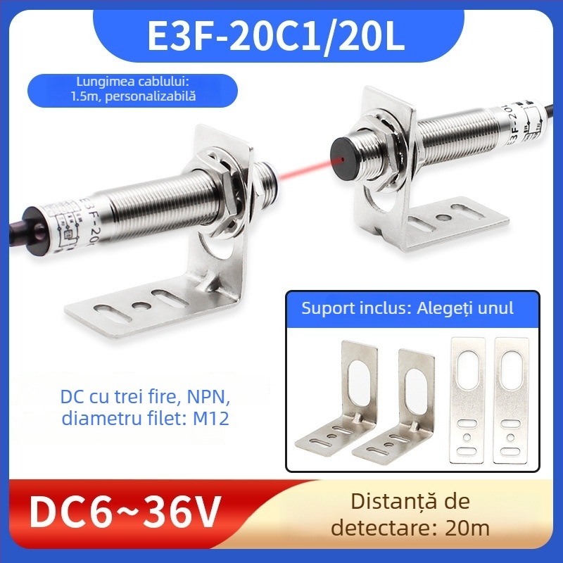 Senzor optoelectronic cu fascicul laser IR prin rază, 20 m distanță de detectare, alimentare 12 V, răspuns 1 μs, IP65