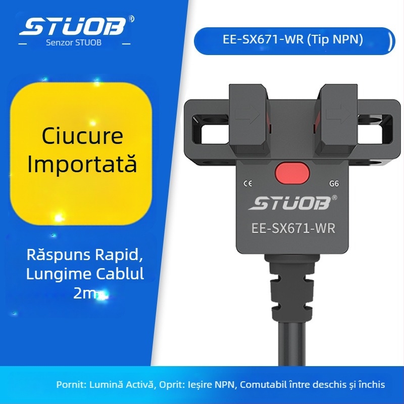 Comutator fotoelectric cu configurație U, tip prin fascicul, STUOB FM-SM670-WR / FM-SM672-WR / FM-SM674-WR / FM-SM671-WR, distanță de detecție 5 mm