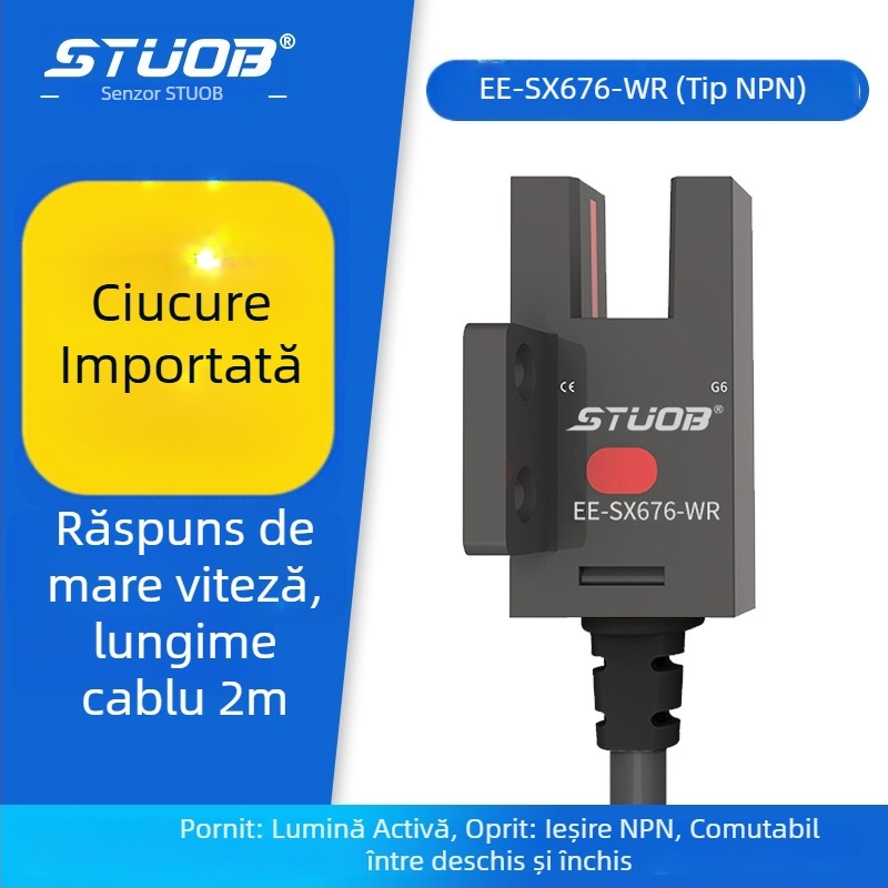 Comutator fotoelectric cu configurație U, tip prin fascicul, STUOB FM-SM670-WR / FM-SM672-WR / FM-SM674-WR / FM-SM671-WR, distanță de detecție 5 mm