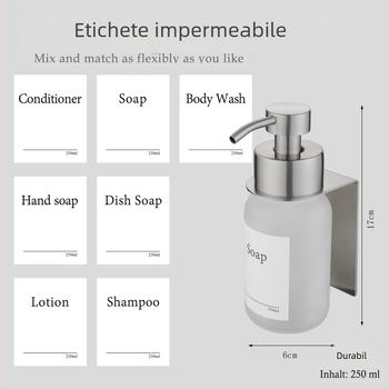 Dozator de lichide montat pe perete din sticlă (recipient gol) pentru șampon, gel de duș și dezinfectant pentru mâini — accesoriu de baie de lux