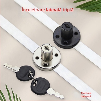 Încuietoare pentru sertarul lateral al biroului cu interblocare triplă pentru dosare — aliaj zinc, cap cilindru