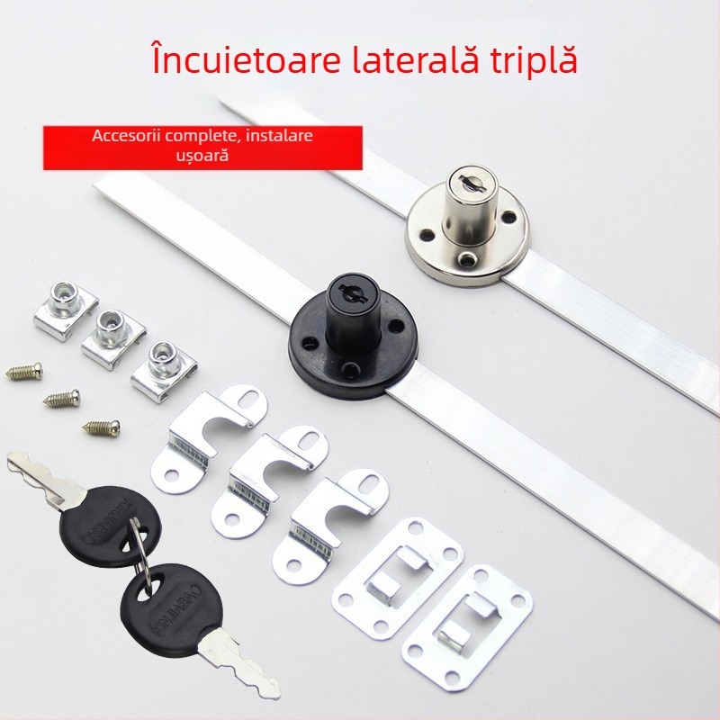 Încuietoare pentru sertarul lateral al biroului cu interblocare triplă pentru dosare — aliaj zinc, cap cilindru