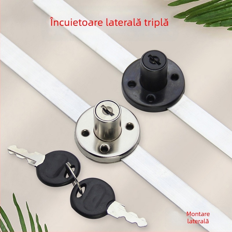 Încuietoare pentru sertarul lateral al biroului cu interblocare triplă pentru dosare — aliaj zinc, cap cilindru