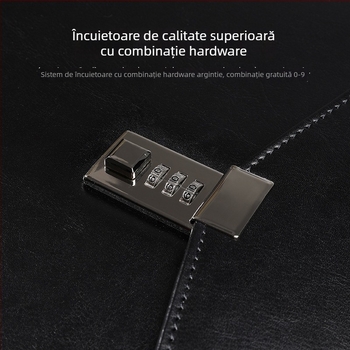 Mapă din piele pentru documente A4 cu încuietoare prin parolă, model A4B01; Material: piele; Imprimare logo: Da; Personalizare: Da; Grosime material: 1,5 mm