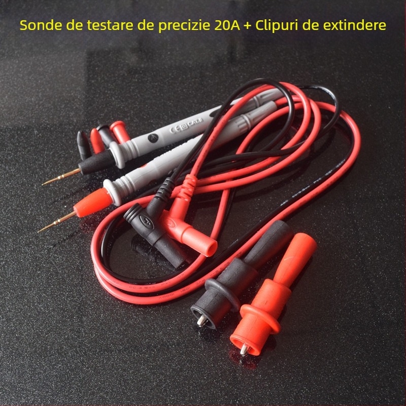 Sondă de test pentru multimetru 1000V/20A, vârf special, Clips și cablu de prelungire