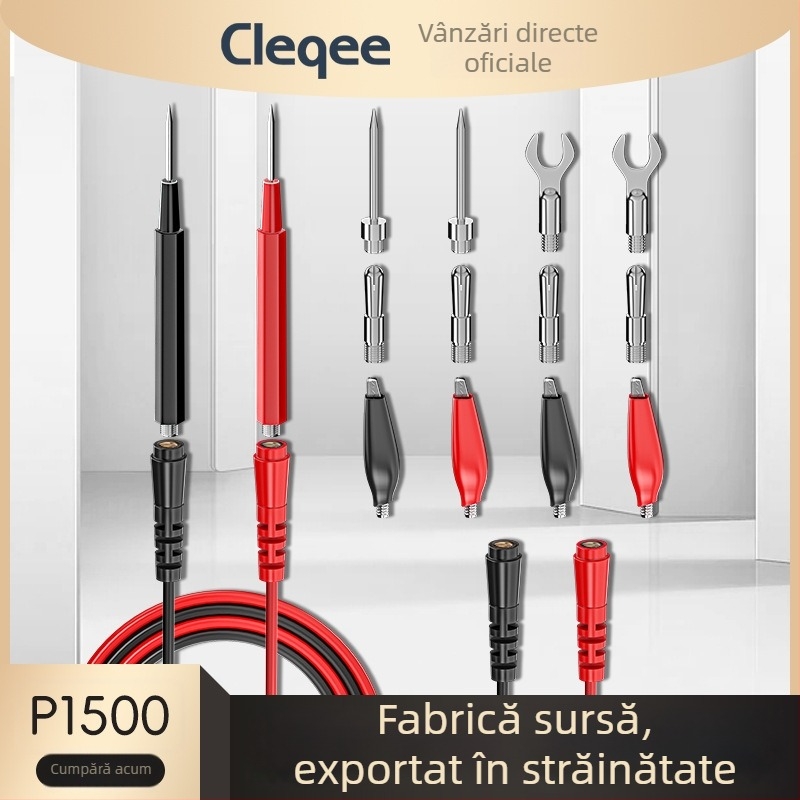 Cleqee P1500 set de cabluri de test multi-funcționale cu mufe banana pentru măsurători electronice (izolație PVC)