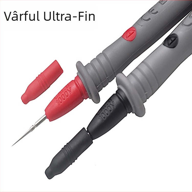 Vârf de sondă pentru multimetră - curent înalt, vârf extrem de ascuțit și fin; tip universal; cap din oțel inox 304, alamă nichelată; cablu PVC izolat cu 42 conductori
