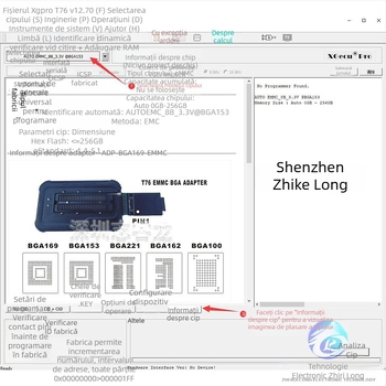 Programator T76 pentru cip EMMC, adaptor pentru BGA153/BGA169 - citire și scriere cu viteză mare