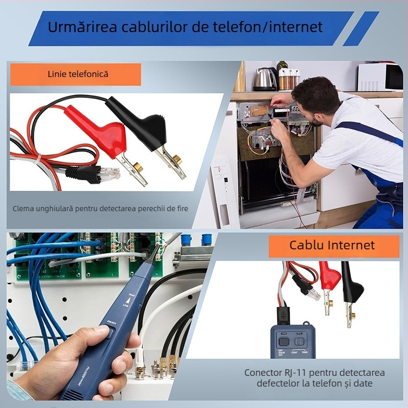 Test cabluri cu detectare a liniilor, localizator cabluri, amplificator inductiv Pro3000, generator audio (Tip: tester cabluri; Model: Standard; An lansare: 2017; Greutate: 460 g)
