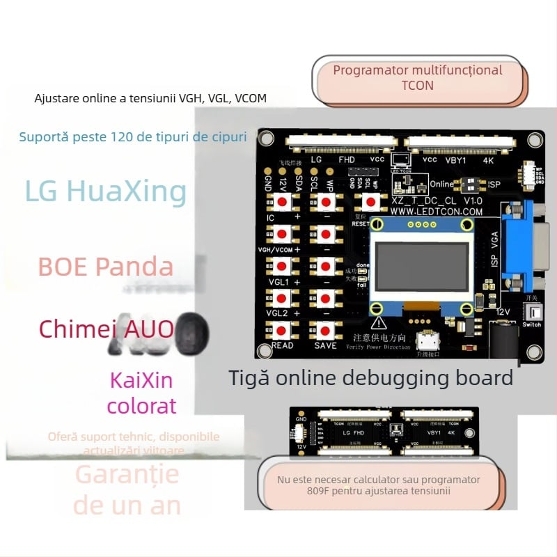Instrument portabil de testare pentru reglarea tensiunii plăcii logice (VGH/VGL/VCOM), reglaj online fără PC, programare offline, pentru reparații de televizoare