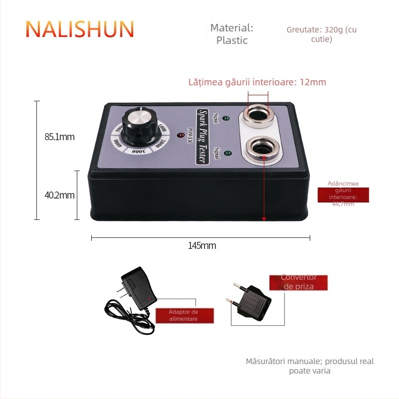 Tester bujii auto, duză cu două găuri, detector pentru sistemul de aprindere la presiune înaltă — model 323-01, brand There Shun, ABS