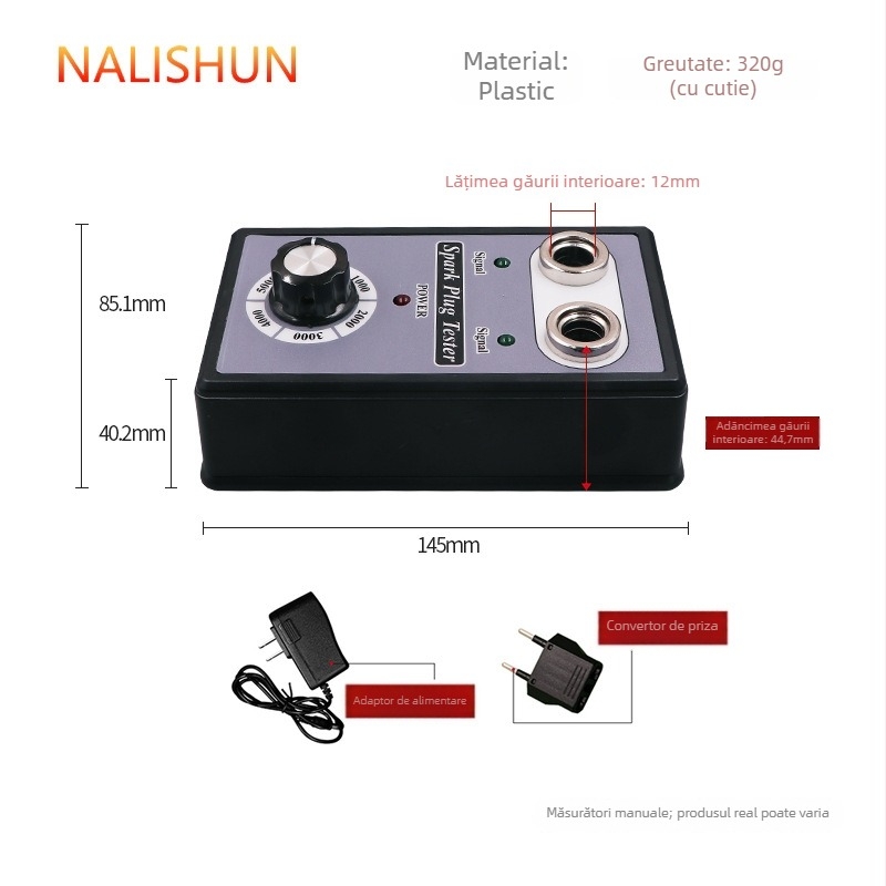 Tester bujii auto, duză cu două găuri, detector pentru sistemul de aprindere la presiune înaltă — model 323-01, brand There Shun, ABS