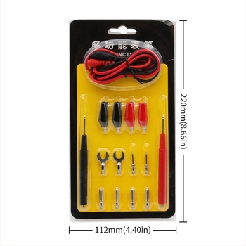 Set de fire de test pentru multimetru 16‑în‑1 cu conector banana, cablu de test combinat, model 2020032510, construcție metal + adeziv