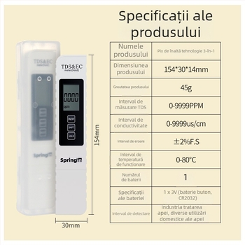 MIUS tester TDS trei în unu pentru calitatea apei în acvariu
