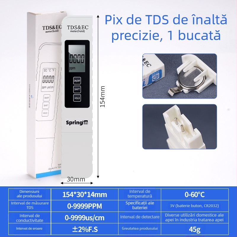 MIUS tester TDS trei în unu pentru calitatea apei în acvariu